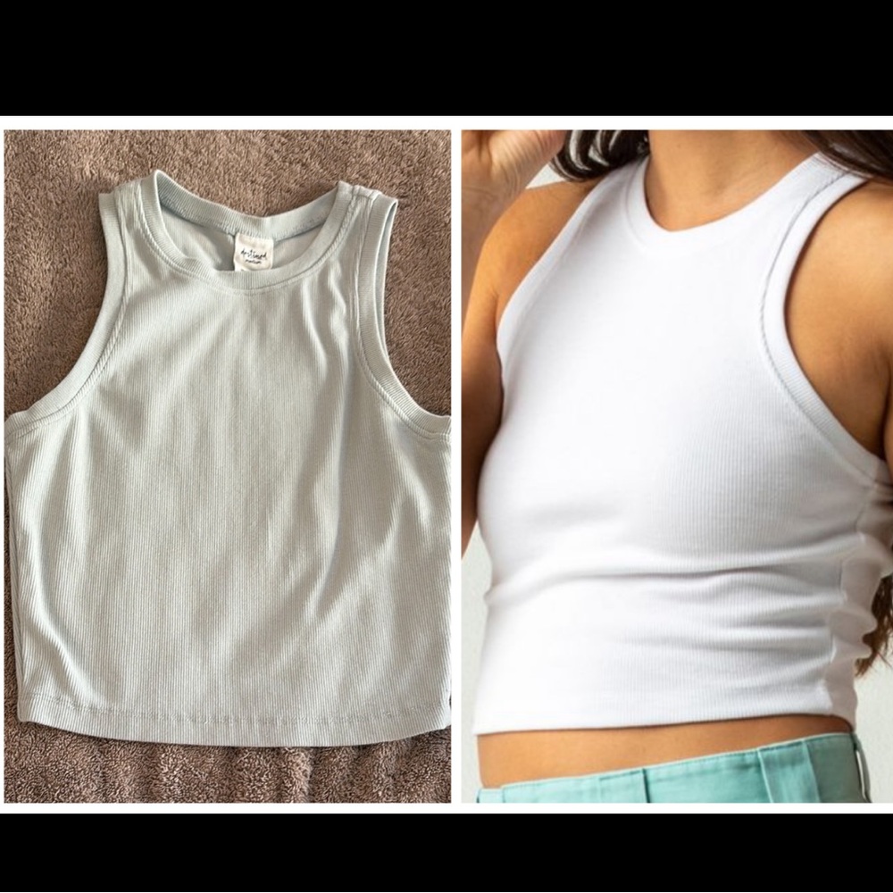 DESTINED High Neck Women’s ribbed tank top Light Blue/teal size Medium.